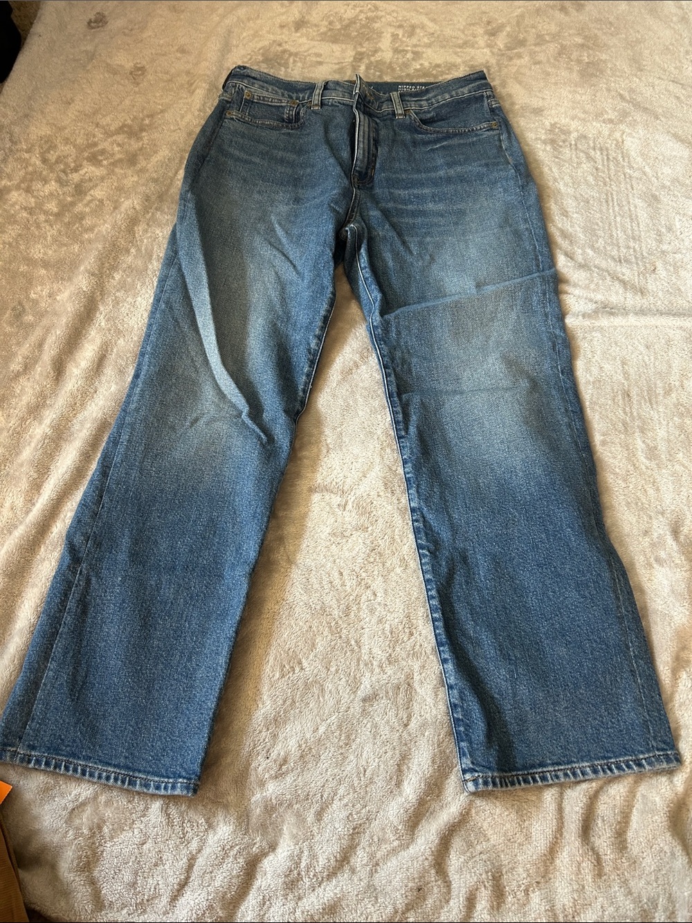 J crew nipped straight high rise semi-stretch jean